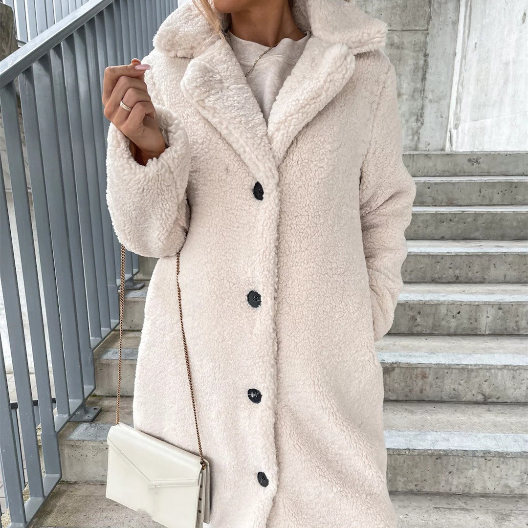 Plush Lapel Jacket - Long-sleeved