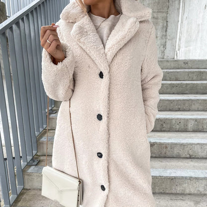 Plush Lapel Jacket - Long-sleeved