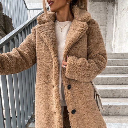 Plush Lapel Jacket - Long-sleeved