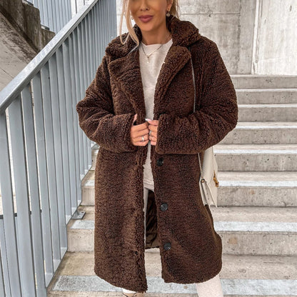 Plush Lapel Jacket - Long-sleeved