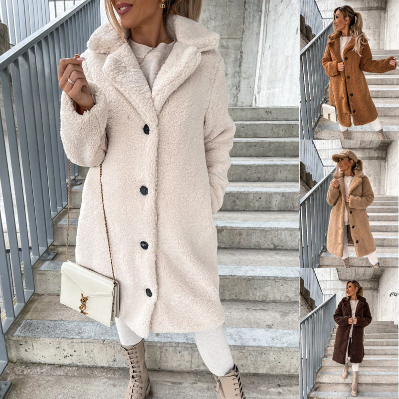 Plush Lapel Jacket - Long-sleeved